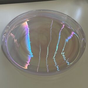 Iridescent Alabaster Glass Plate w/ Lip